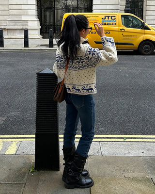 Square-toe triple-strap mid-calf boots
