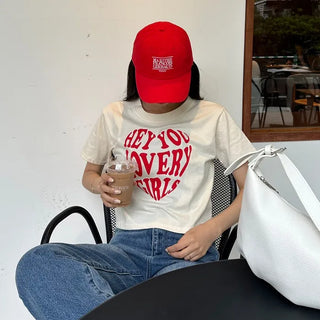 Lovely Heart Cropped Short-Sleeve T-Shirt