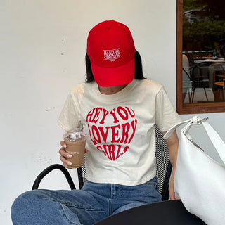 Lovely Heart Cropped Short-Sleeve T-Shirt