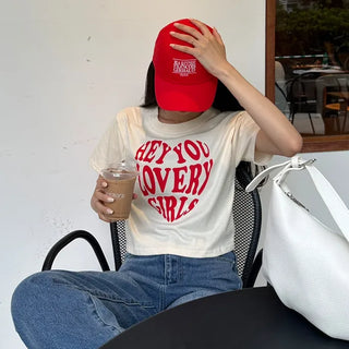 Lovely Heart Cropped Short-Sleeve T-Shirt