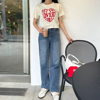 Lovely Heart Cropped Short-Sleeve T-Shirt