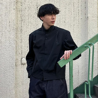 High-neck cropped blouson