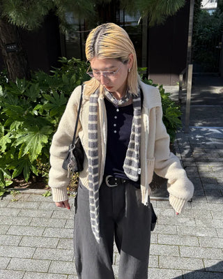 Striped Slim Knit Scarf