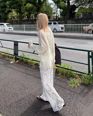 Wrinkle Sheer Loose Long Shirt