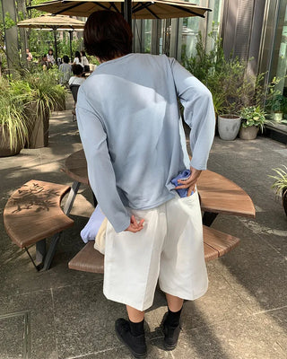 Cotton elastic waist Bermuda shorts