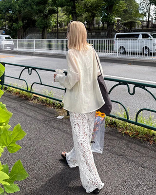 Wrinkle Sheer Loose Long Shirt