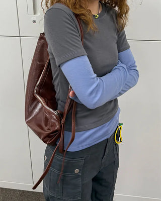 Two-tone layered long-sleeve T-shirt