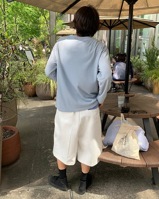 Cotton elastic waist Bermuda shorts