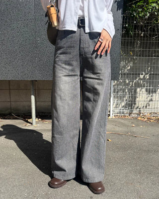 Striped cotton wide-leg pants