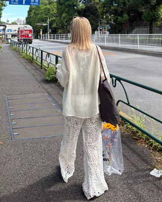 Wrinkle Sheer Loose Long Shirt