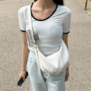 Two-tone slim short-sleeved T-shirt
