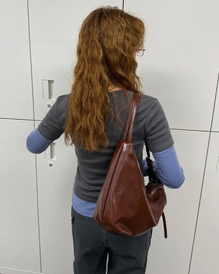 Leather String Shoulder Bag