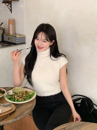 Angora turtleneck knit