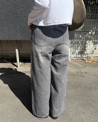 Striped cotton wide-leg pants