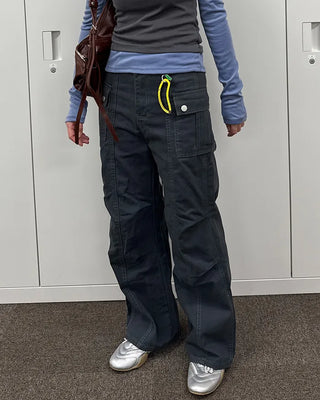 Semi-wide bootcut basket pants