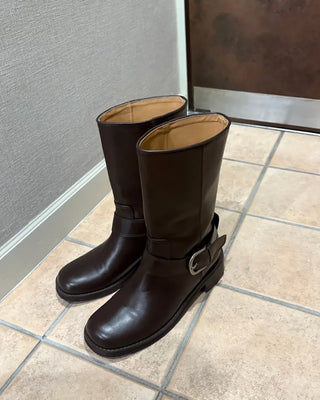 One-strap mid-calf boots