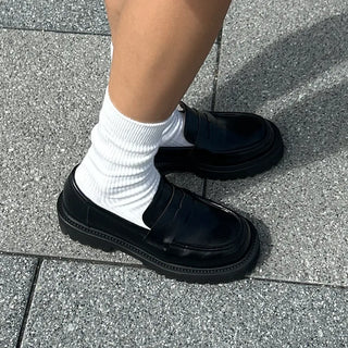 Round platform loafers