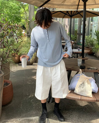Cotton elastic waist Bermuda shorts
