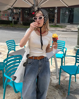 Jewel Neck Modal Half T-Shirt