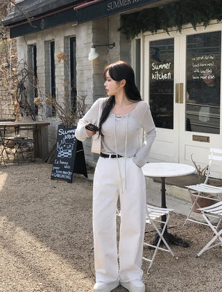 Semi-wide chino pants