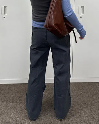Semi-wide bootcut basket pants