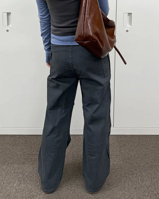 Semi-wide bootcut basket pants