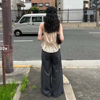 String Shirring Sleeveless Blouse