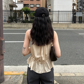 String Shirring Sleeveless Blouse