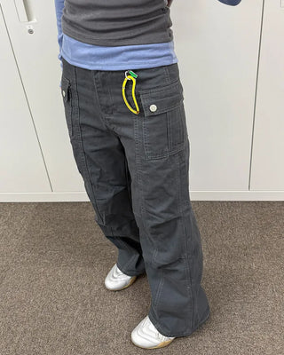 Semi-wide bootcut basket pants
