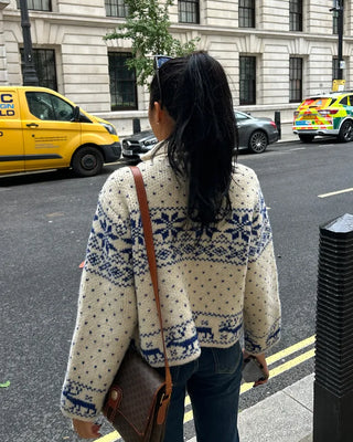 Polka Dot Reindeer Nordic Double Zip Knit Blouson