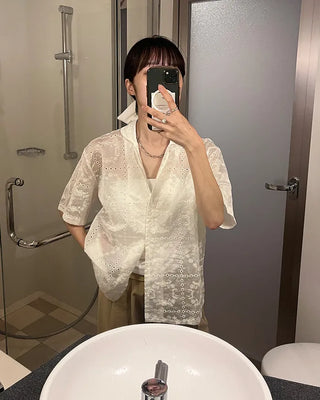 Heart embroidered shirt