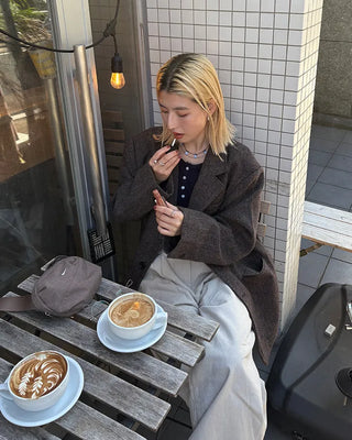 (Unisex) Herringbone Dart Line Single Jacket