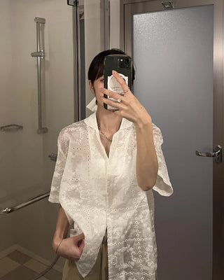 Heart embroidered shirt