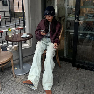 Unisex Mint Wash Wide Denim Pants