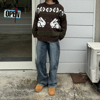 Two-rabbit round knit