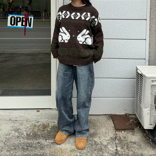 Vintage Wash Wide Denim Pants