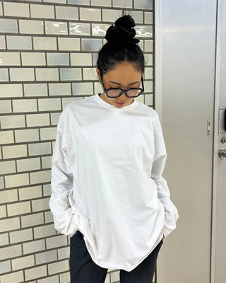 (Unisex) Simple Loose Long Sleeve Cut and Sewn