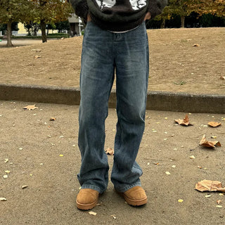 Vintage Wash Wide Denim Pants