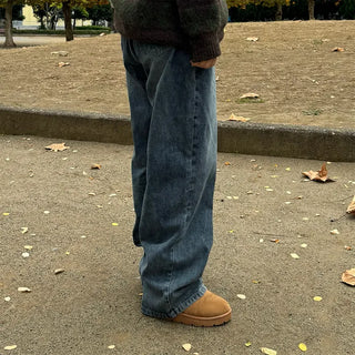 Vintage Wash Wide Denim Pants
