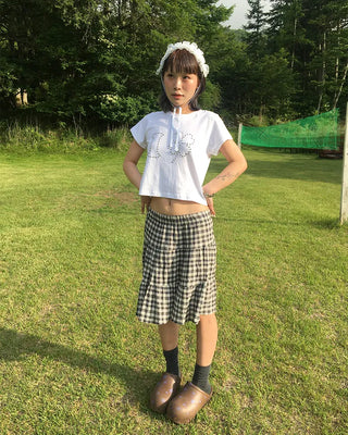 I Clover Stud Semi-Cropped Half T-Shirt