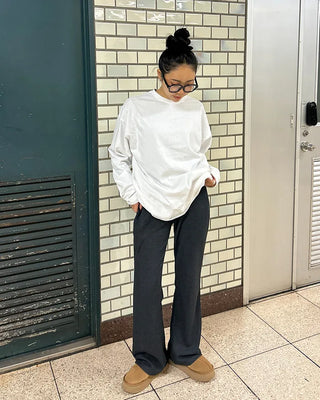 (Unisex) Simple Loose Long Sleeve Cut and Sewn