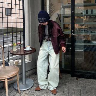 Unisex Mint Wash Wide Denim Pants