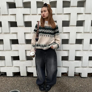 One-tuck wide denim pants