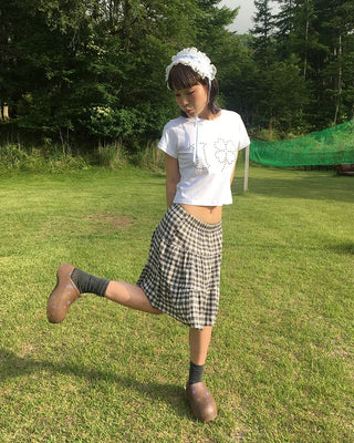 I Clover Stud Semi-Cropped Half T-Shirt
