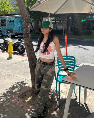 Flower Paint Halter Neck Camisole