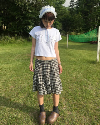 I Clover Stud Semi-Cropped Half T-Shirt
