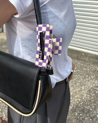 Block Check Square Hair Clip