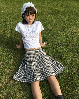 I Clover Stud Semi-Cropped Half T-Shirt