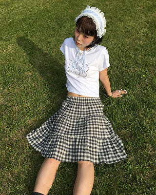 I Clover Stud Semi-Cropped Half T-Shirt