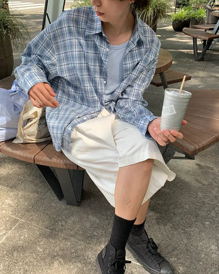 Cotton elastic waist Bermuda shorts